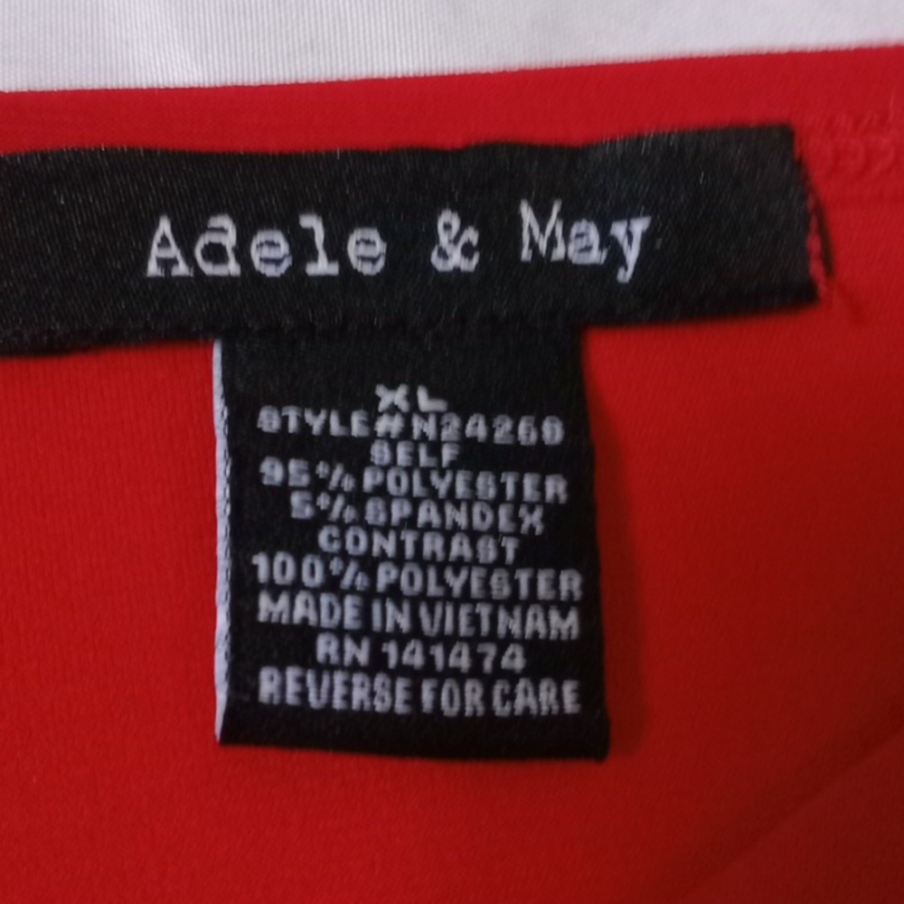 Adele & May Vibrant Red Blouse w/ Strap Detail & Rhinestones | XL - Picture 3 of 10